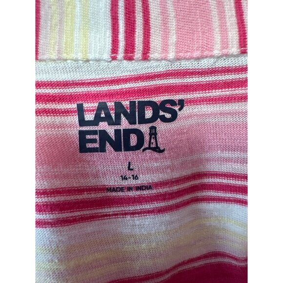 Womens Lands End Striped Long Sleeve T-Shirt Dress With Pockets Size L (14-16) - Picture 6 of 10